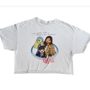 Bratz Dolls Cropped T-shirt Plus 3XL White Y2K Retro 90s Coastal Cotton Teen Tee